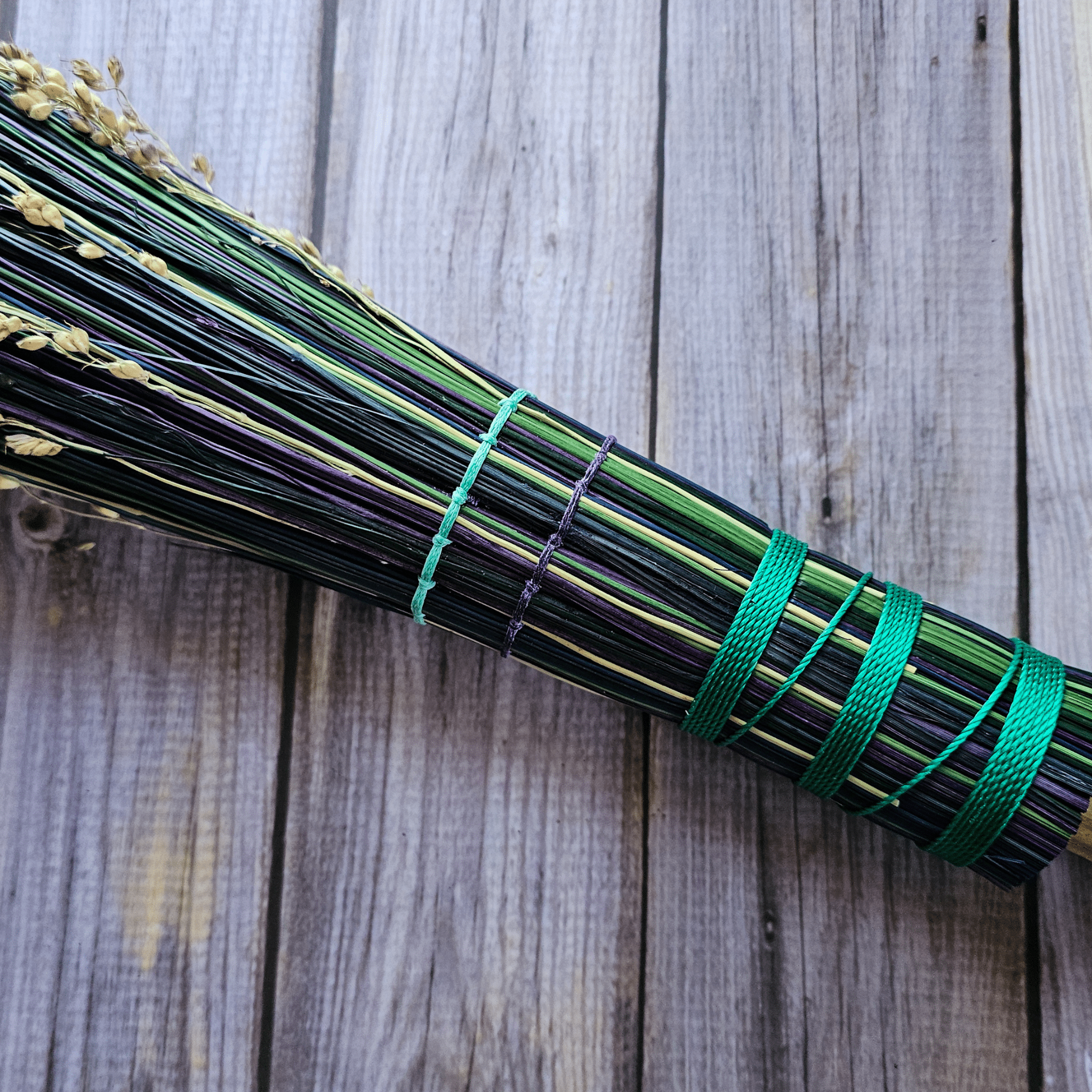 Hand Painted Decorative Round Broom – 24” Folk Art Broomcorn Besom - Collective Awakening