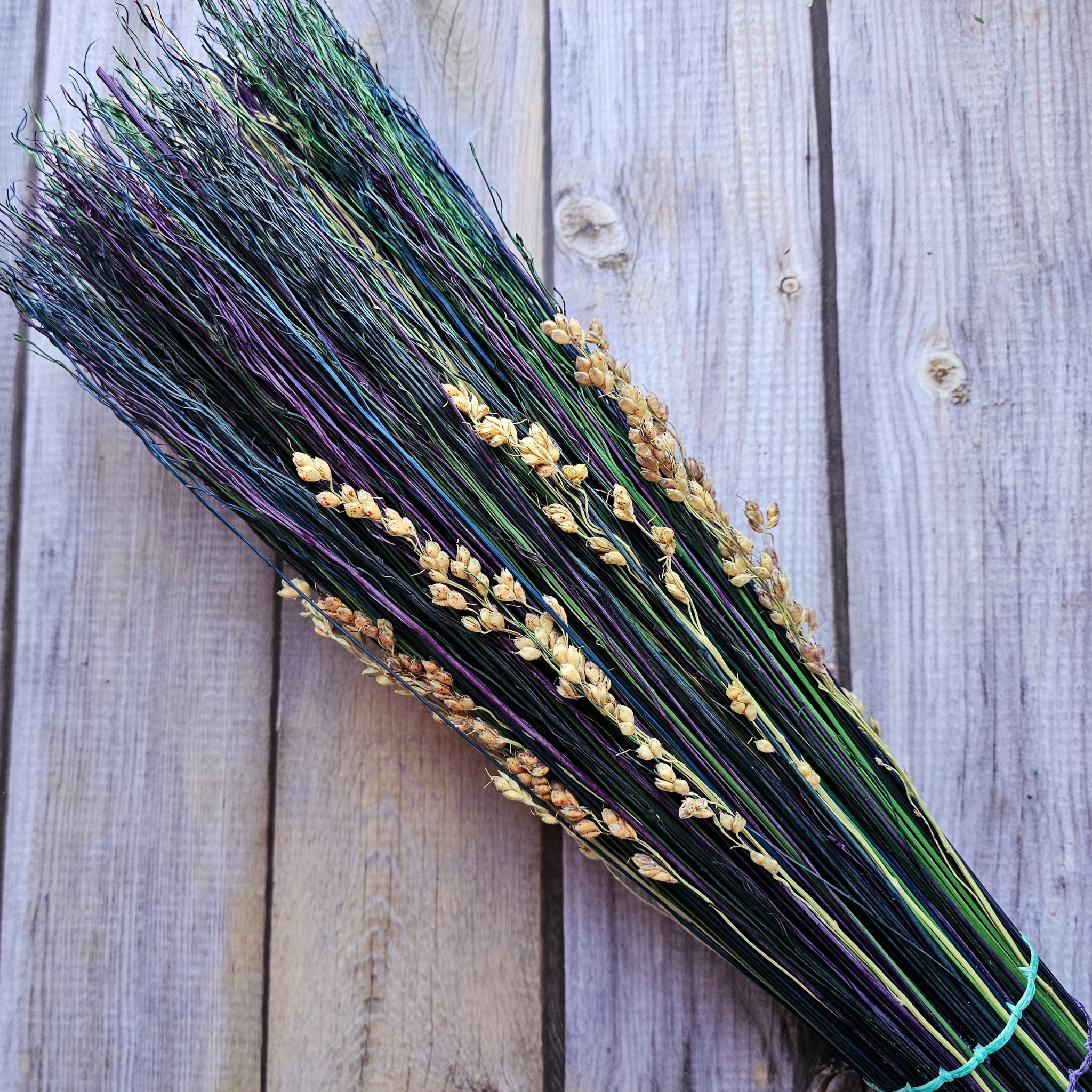 Hand Painted Decorative Round Broom – 24” Folk Art Broomcorn Besom - Collective Awakening