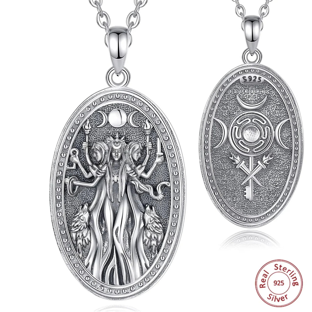 Triple Moon Goddess Sterling Silver Necklace - Collective Awakening
