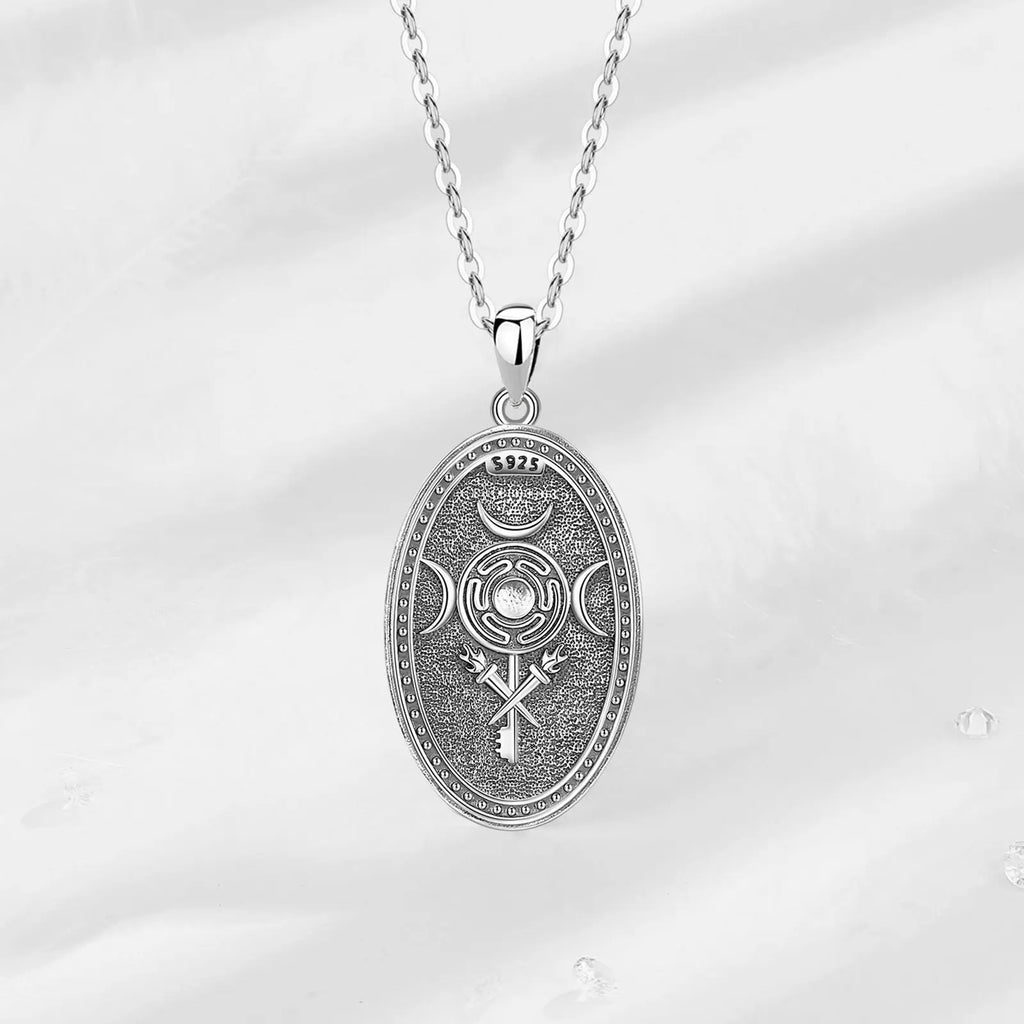 Triple Moon Goddess Sterling Silver Necklace - Collective Awakening
