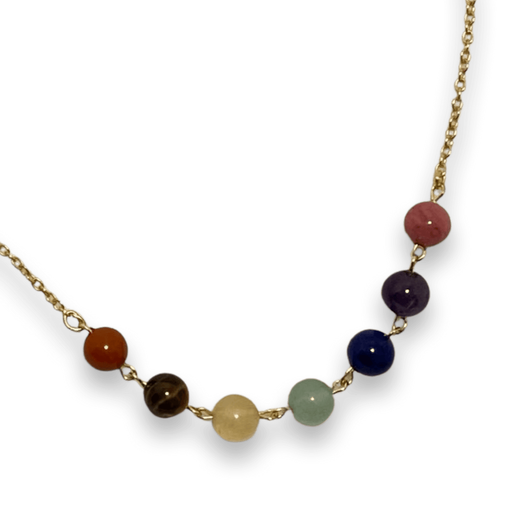 Chakra Balance Necklace with Natural Gemstones and Charm - Collective Awakening
