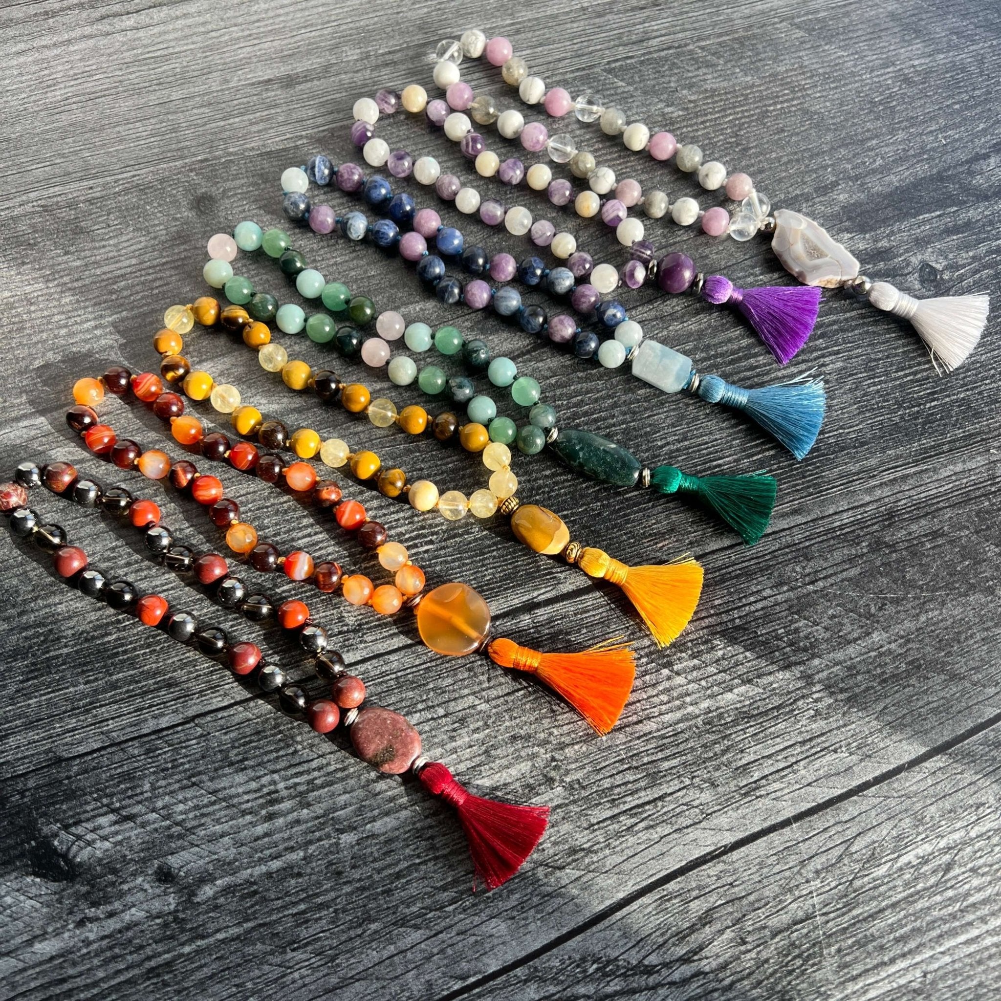Crown Chakra Meditation Mala – 27 Beads of Clear Quartz & Labradorite - Collective Awakening