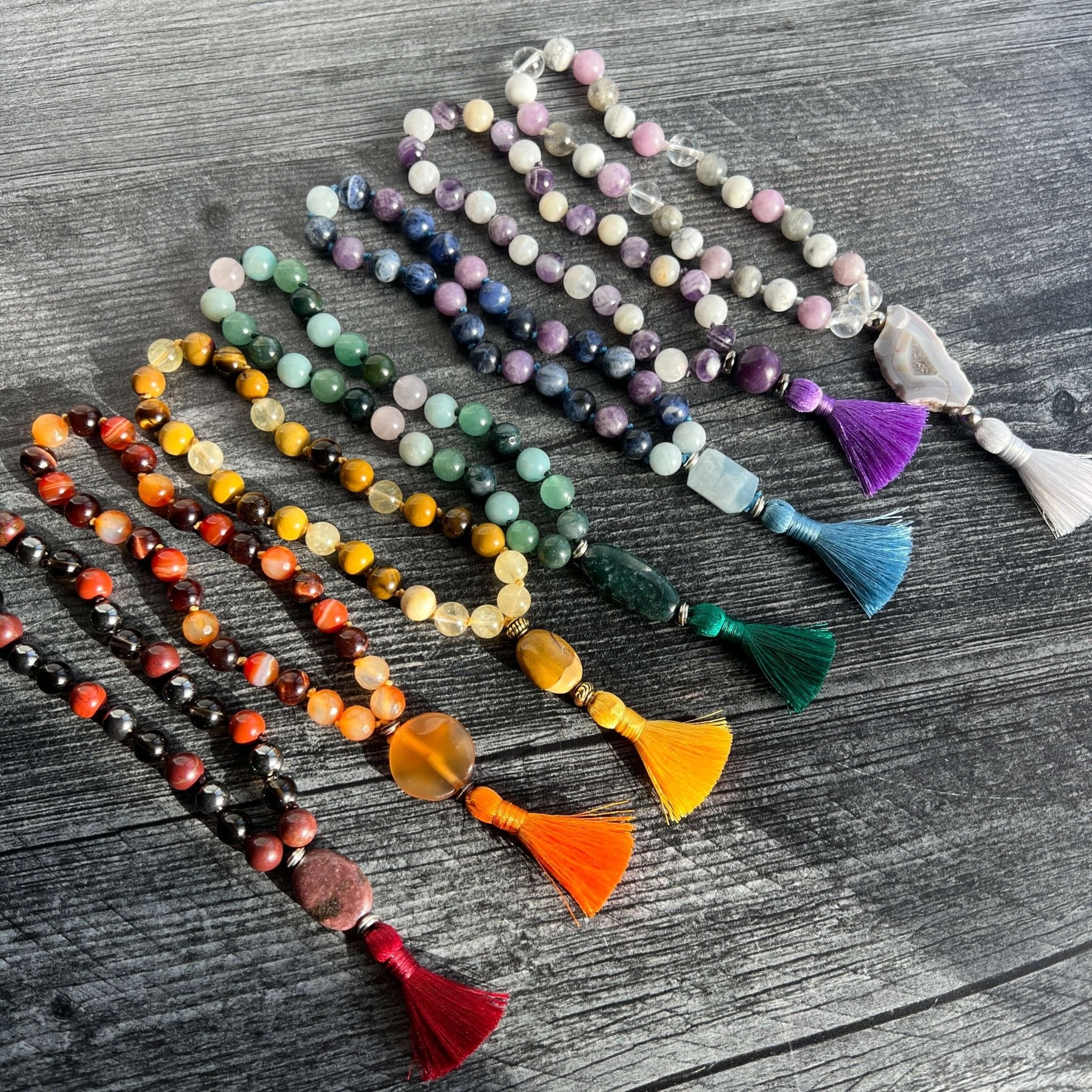 Solar Plexus Meditation Mala – 27 Beads of Citrine & Tiger Eye - Collective Awakening