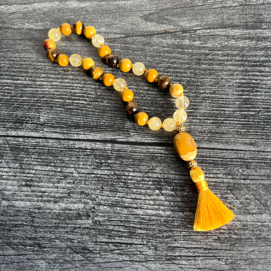 Solar Plexus Meditation Mala – 27 Beads of Citrine & Tiger Eye - Collective Awakening