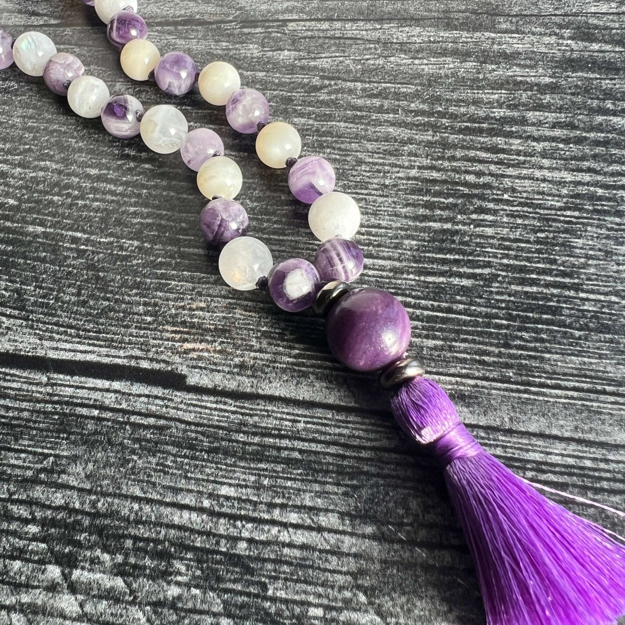 Third Eye Chakra Meditation Mala – 27 Beads of Fluorite & Amethyst - Collective Awakening