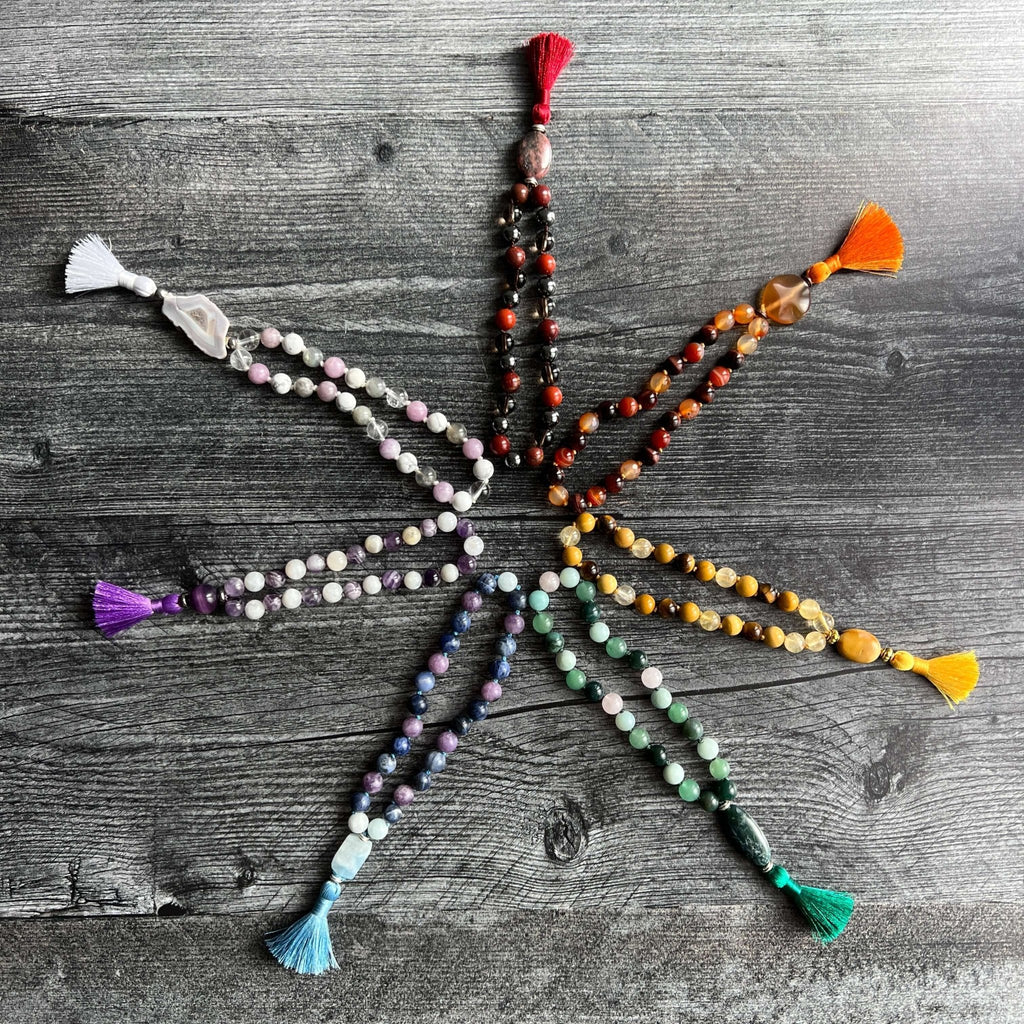 Third Eye Chakra Meditation Mala – 27 Beads of Fluorite & Amethyst - Collective Awakening