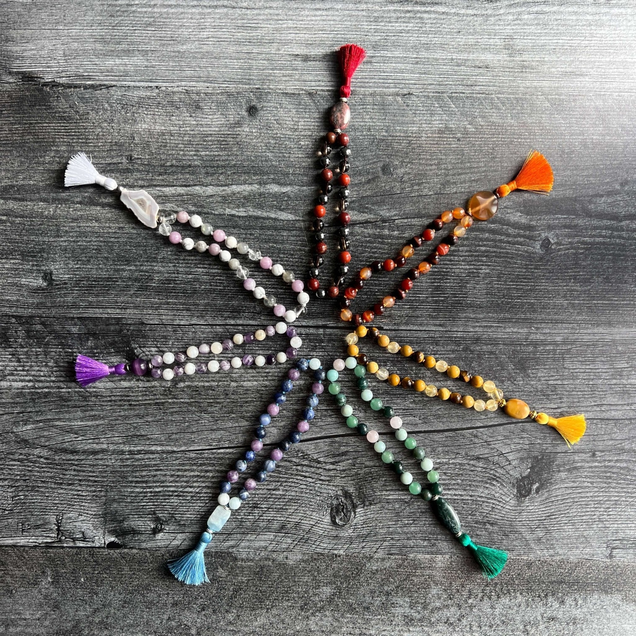 Root Chakra Meditation Mala - 27 Beads of Red Jasper & Hematite - Collective Awakening