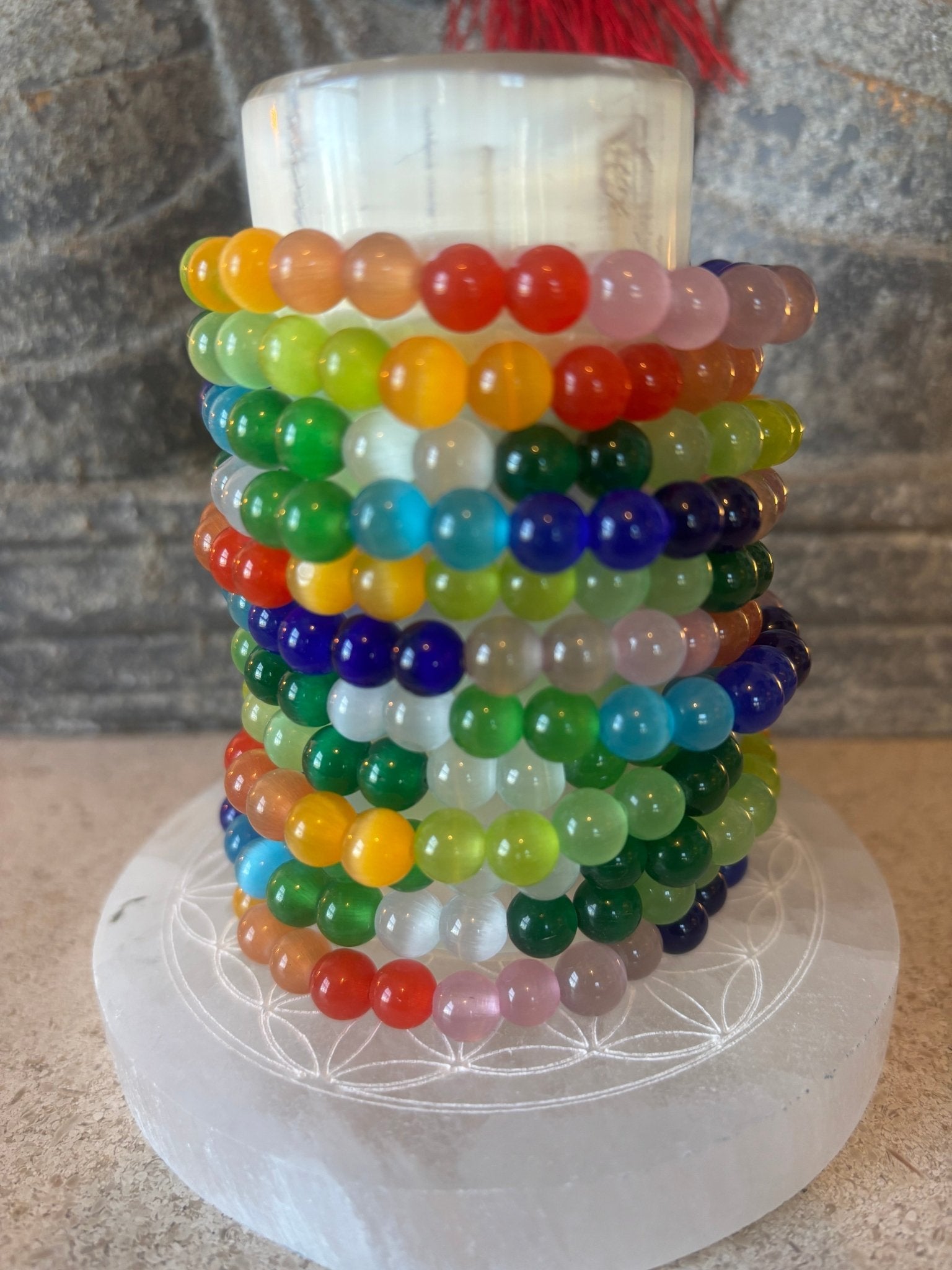 Rainbow Cat’s Eye Beaded Bracelet – Chakra Inspired Multicolor Bracelet | Pride Energy Jewelry - Collective Awakening