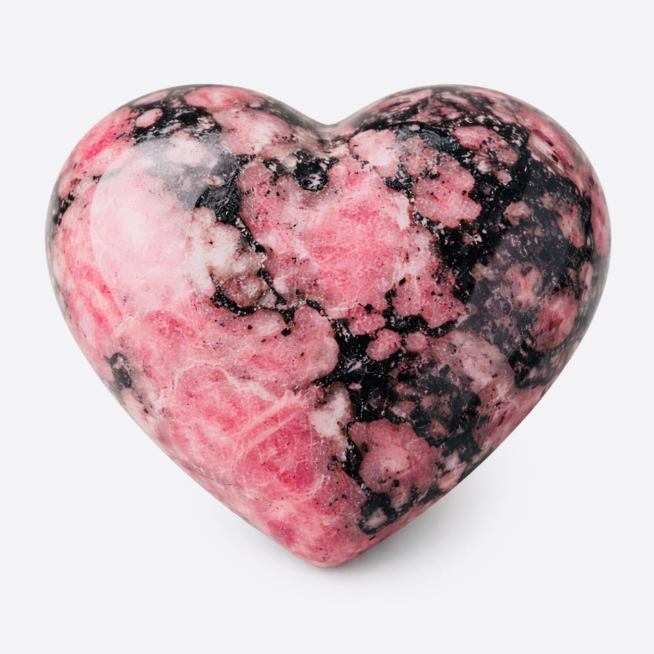 Rhodonite Crystal Heart Carving – Polished Statement Stone - Collective Awakening