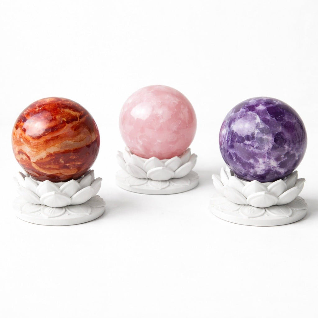 White Lotus Crystal Ball Stand – Choose Your Sphere - Collective Awakening