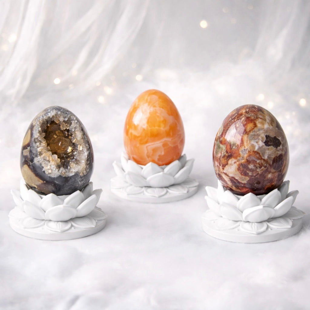 White Lotus Crystal Egg Stand – Choose Your Egg - Collective Awakening