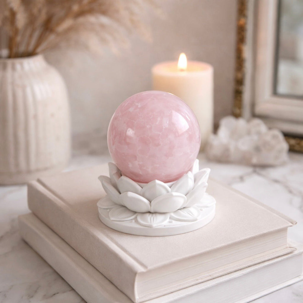 White Lotus Crystal Ball Stand – Choose Your Sphere - Collective Awakening