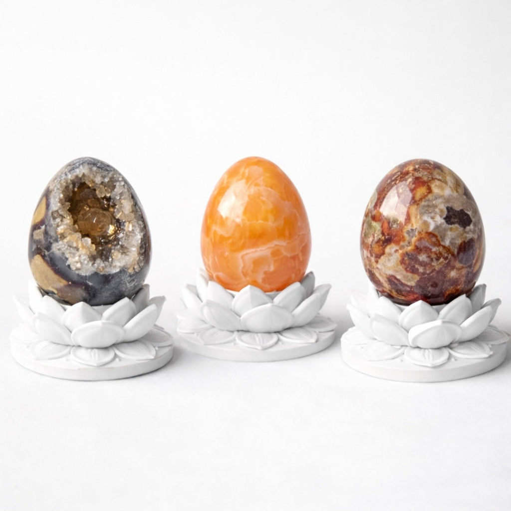 White Lotus Crystal Egg Stand – Choose Your Egg - Collective Awakening