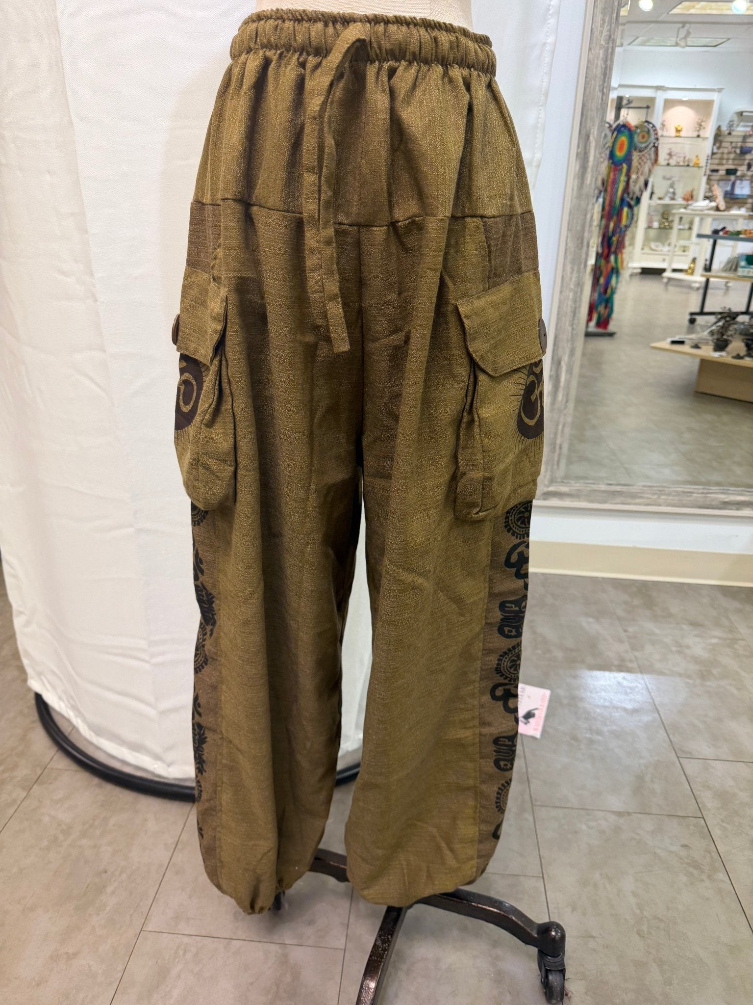 Unisex Cotton Om Cargo Pants - Collective Awakening