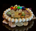 Chakra Energy Healing Bracelet – White Porcelain Beads – Medium Wrists - Collective Awakening