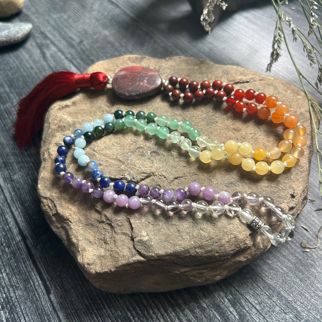 Rainbow Meditation Mala – 108 Beads for Chakra Alignment & Energy Flow - Collective Awakening