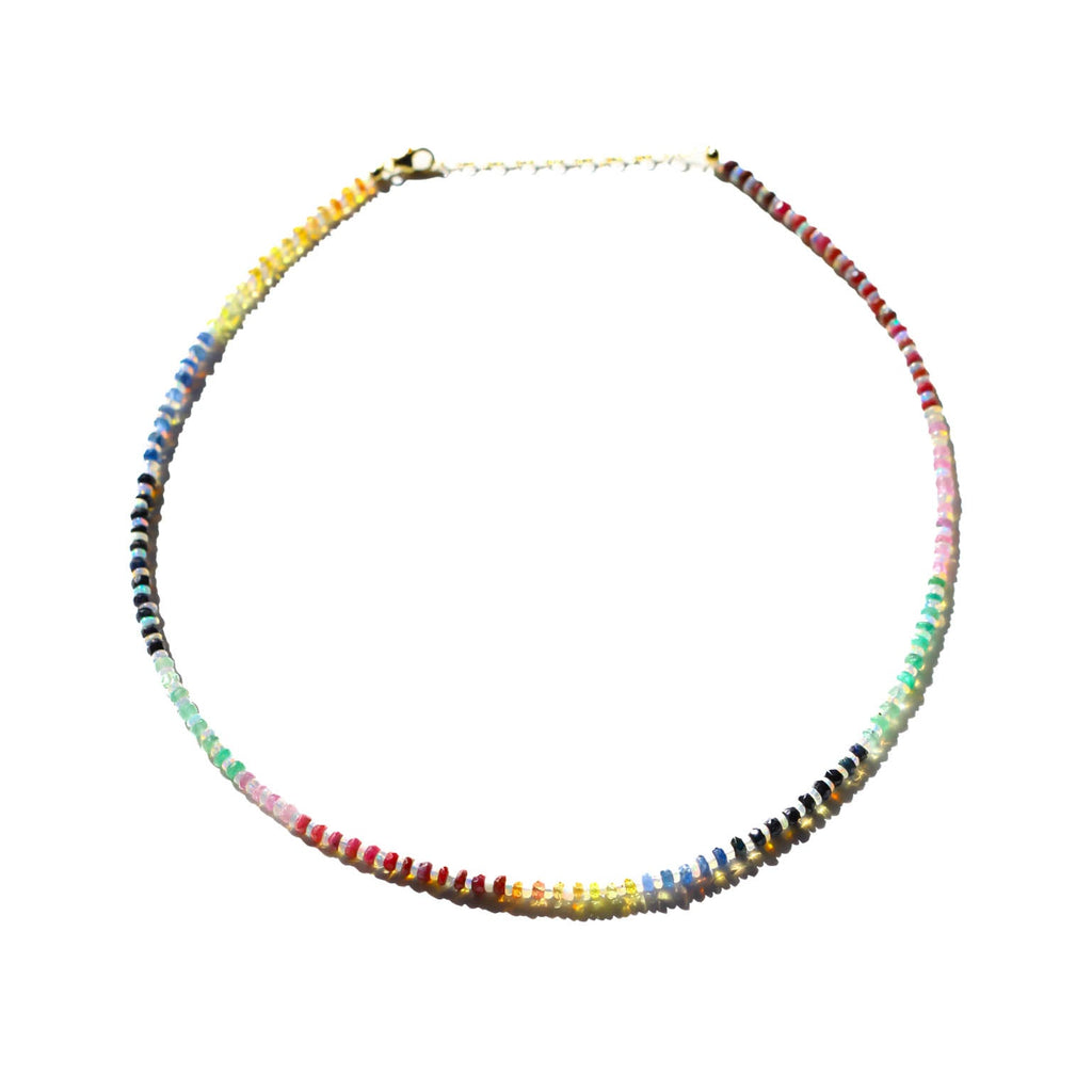 Rainbow Sapphire and Opal Gemstone Beaded Necklace - Collective Awakening