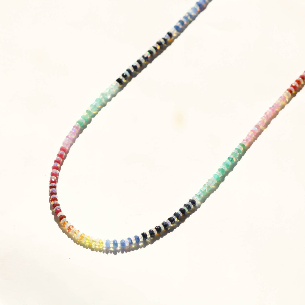 Rainbow Sapphire and Opal Gemstone Beaded Necklace - Collective Awakening