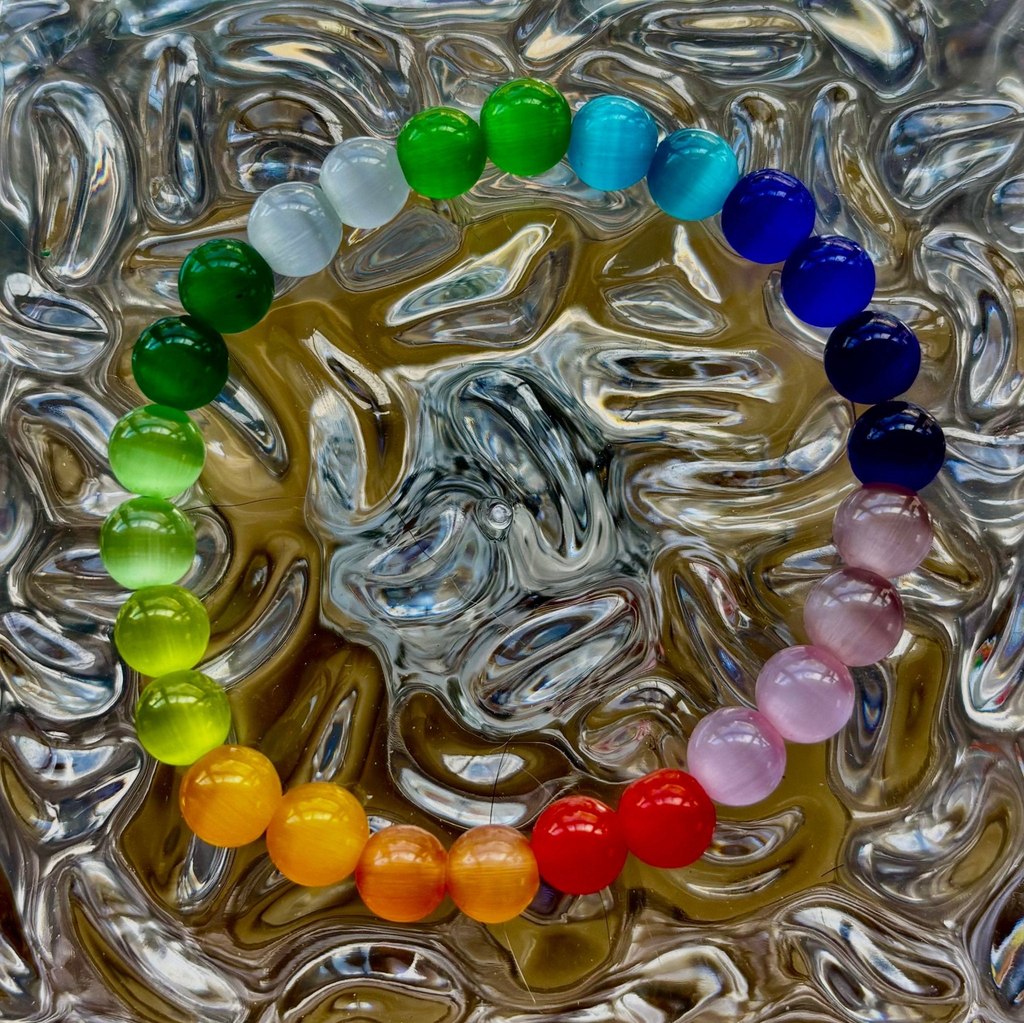 Rainbow Cat’s Eye Beaded Bracelet – Chakra Inspired Multicolor Bracelet | Pride Energy Jewelry - Collective Awakening