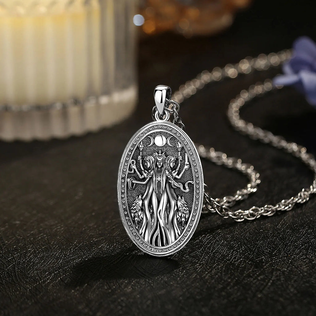 Triple Moon Goddess Sterling Silver Necklace - Collective Awakening