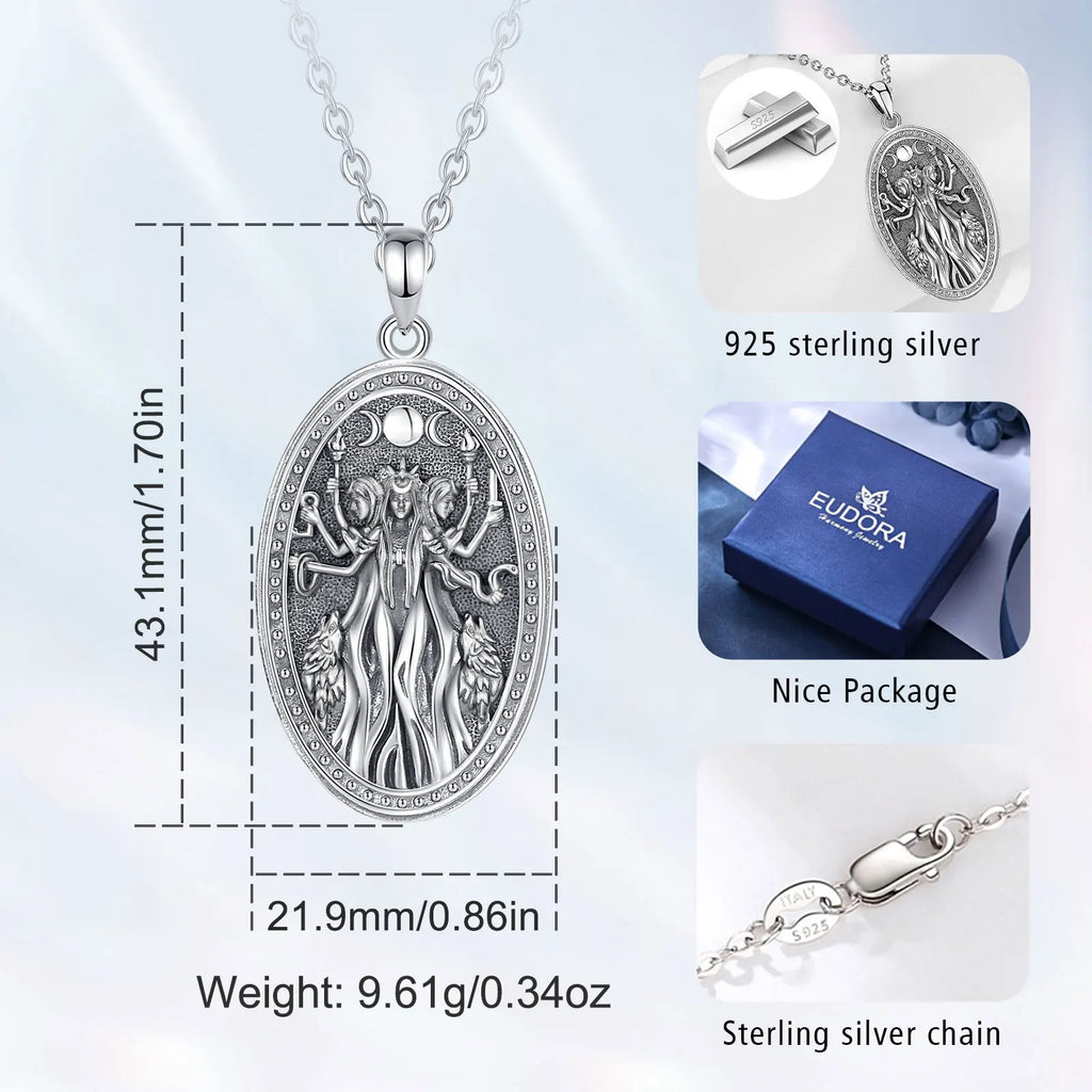 Triple Moon Goddess Sterling Silver Necklace - Collective Awakening