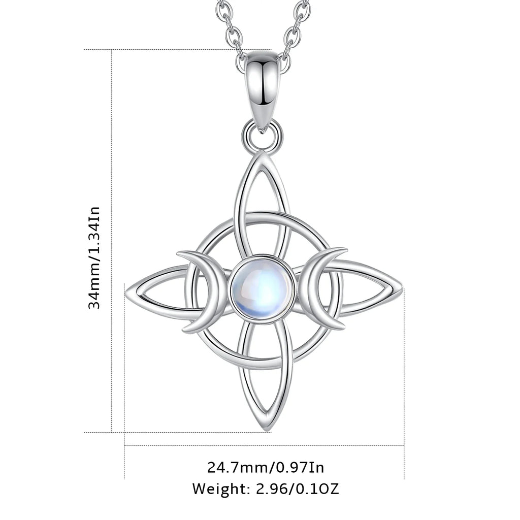 Moonstone Triple Moon Knot Sterling Silver Necklace - Collective Awakening