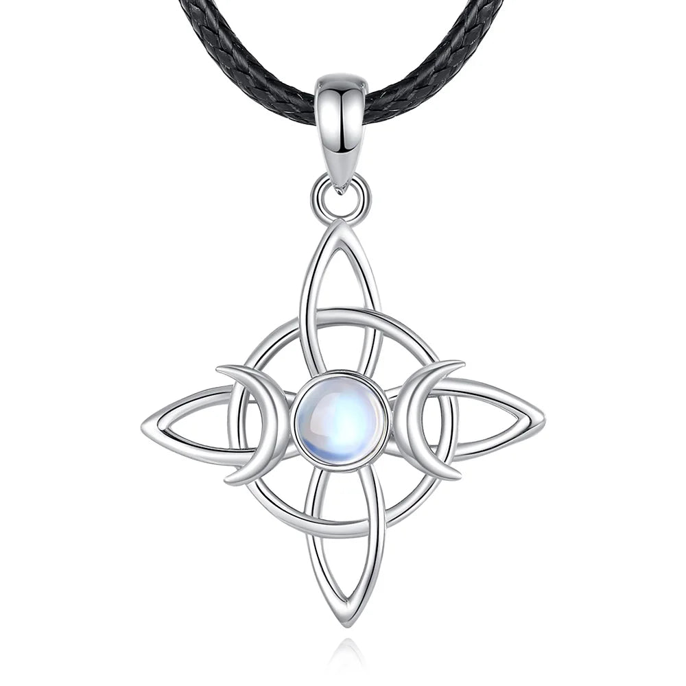 Moonstone Triple Moon Knot Sterling Silver Necklace - Collective Awakening