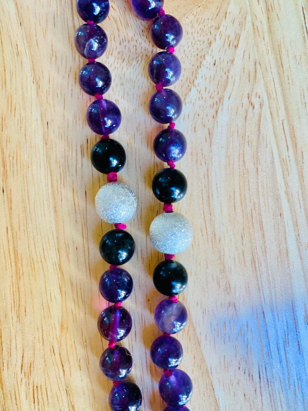 Nyx Mala - Nighttime Manifestation - Amethyst, Rainbow Obsidian, "Stardust" Beads - Collective Awakening