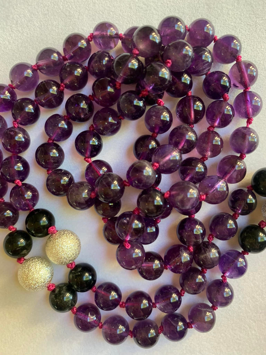 Nyx Mala - Nighttime Manifestation - Amethyst, Rainbow Obsidian, "Stardust" Beads - Collective Awakening