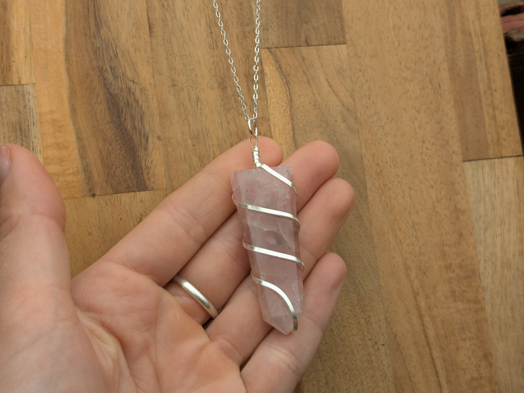 Rose Quartz Spiral Wrap Necklace - Collective Awakening