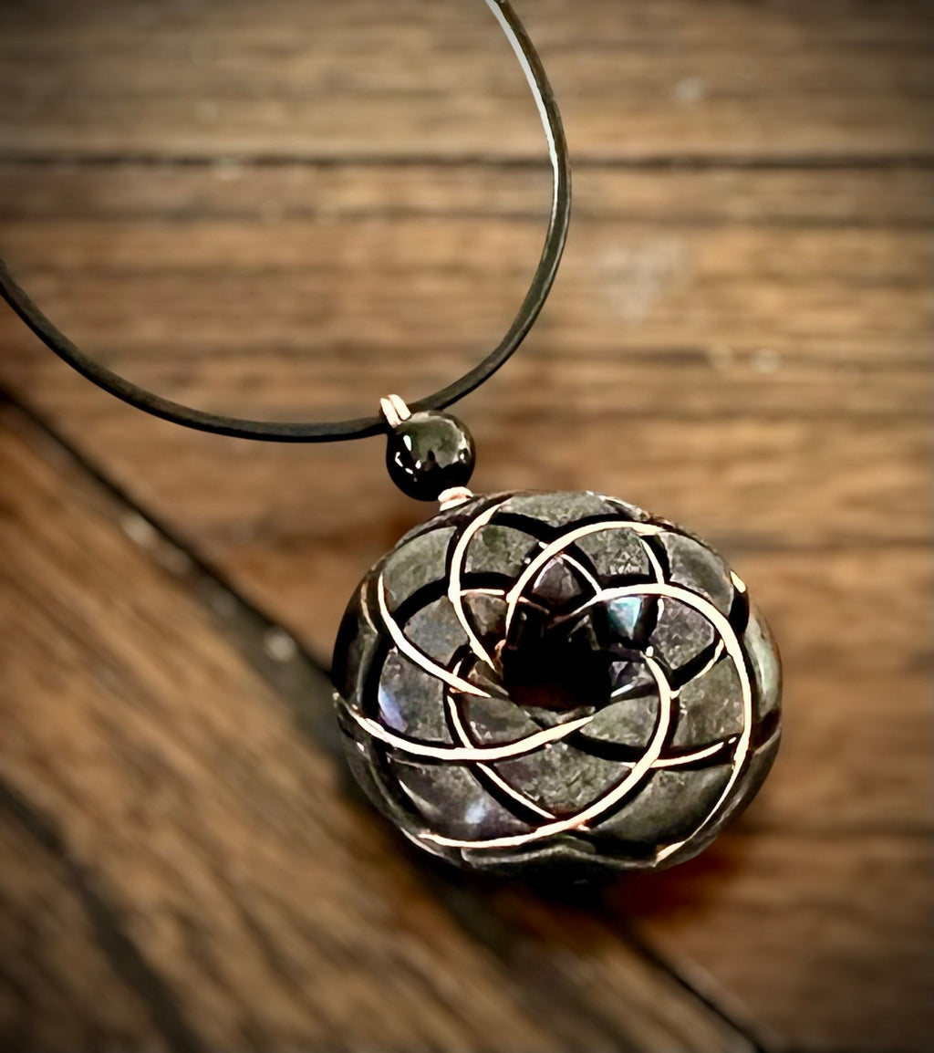 Torus Vortex Pendant - Shungite orgonite Rodin coil necklace - Collective Awakening