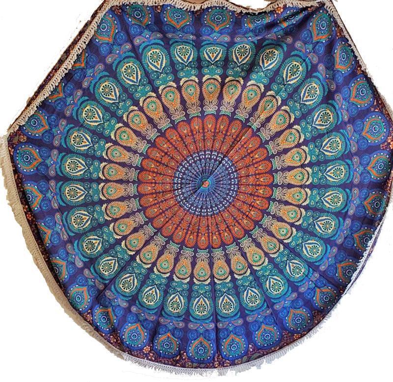 Beach Vibes Round Mandala Cotton Tapestry With Lace - Collective Awakening