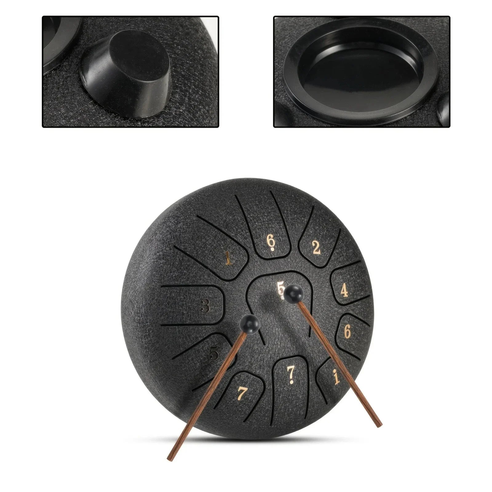 6-Inch (15 cm) 11-Note Steel Tongue Drum Set with Sticks & Carry Bag — Sound Healing for Yoga & Meditation