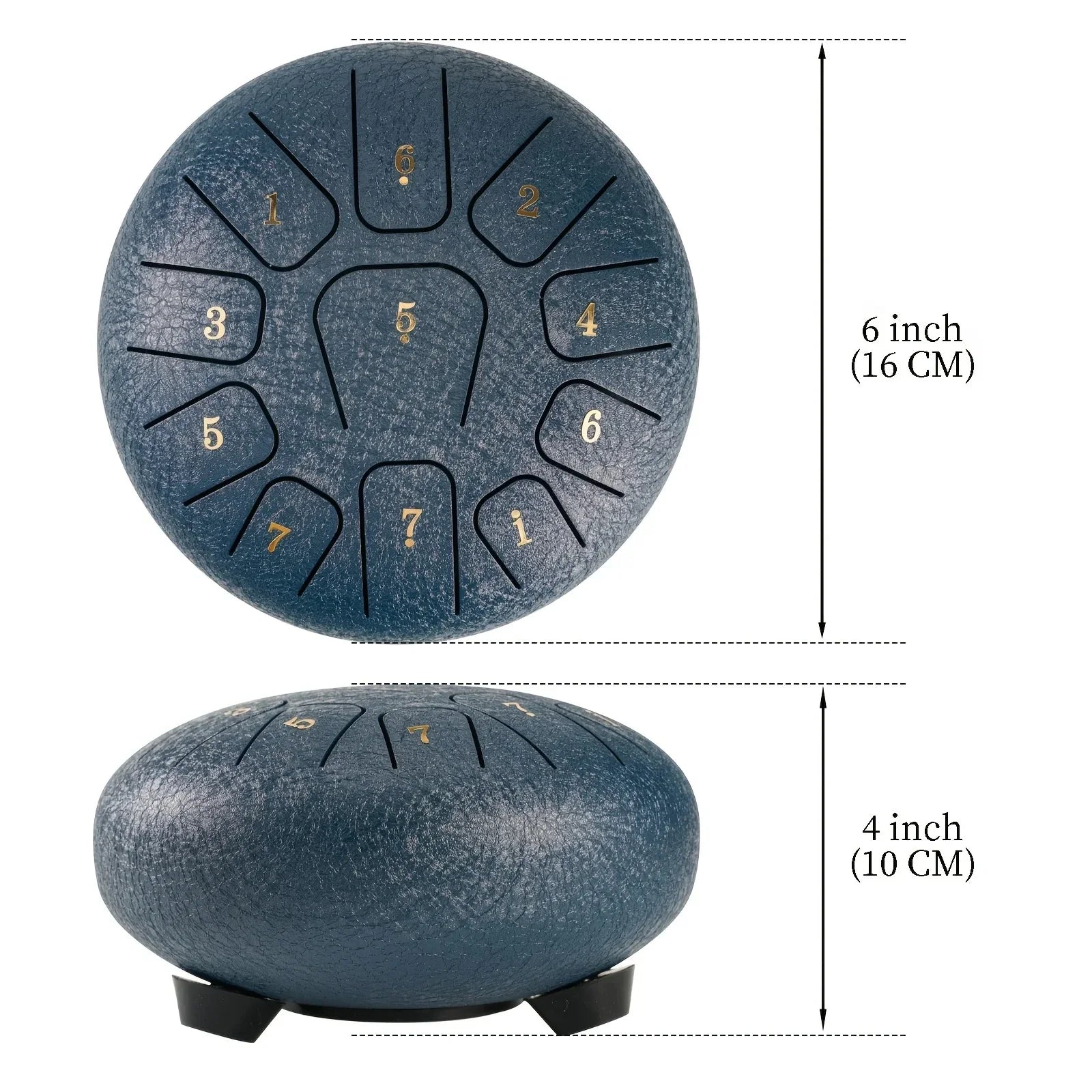 6-Inch (15 cm) 11-Note Steel Tongue Drum Set with Sticks & Carry Bag — Sound Healing for Yoga & Meditation