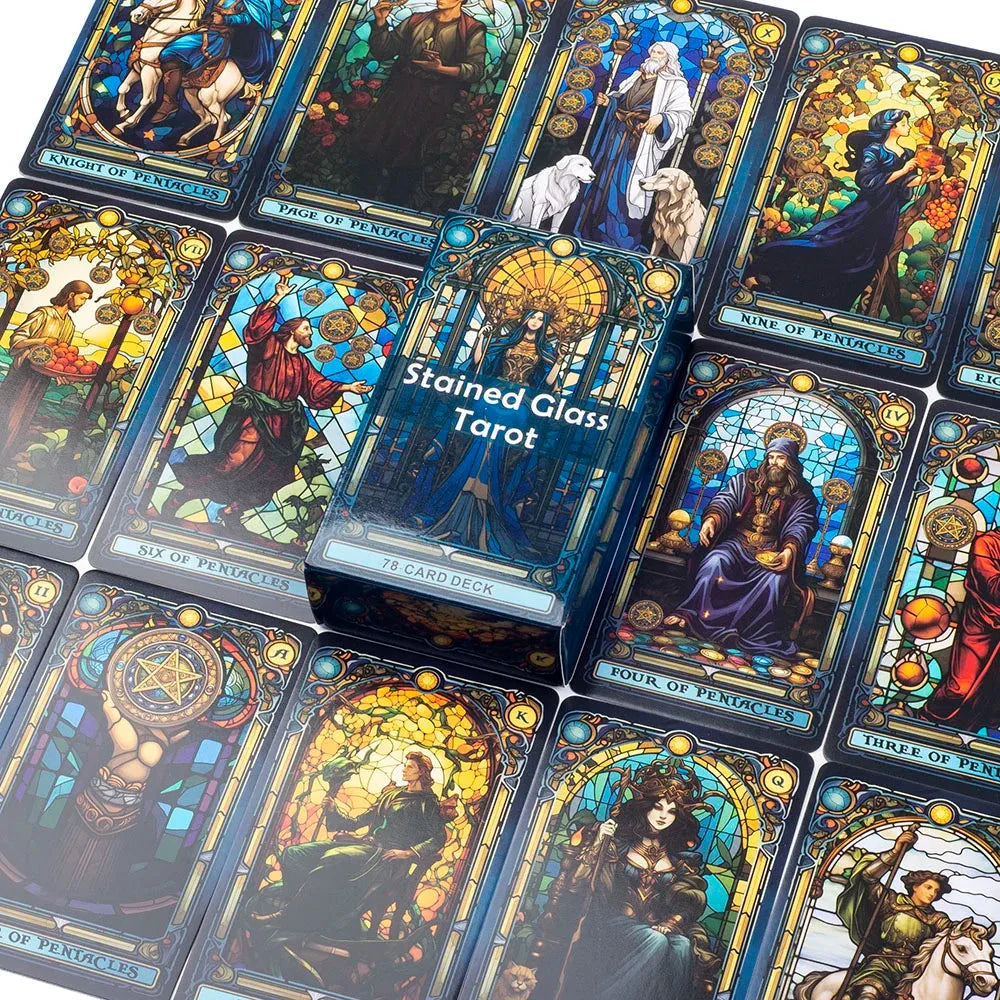 Stained Glass Tarot Card Deck – 78 Cards for Family & Divination