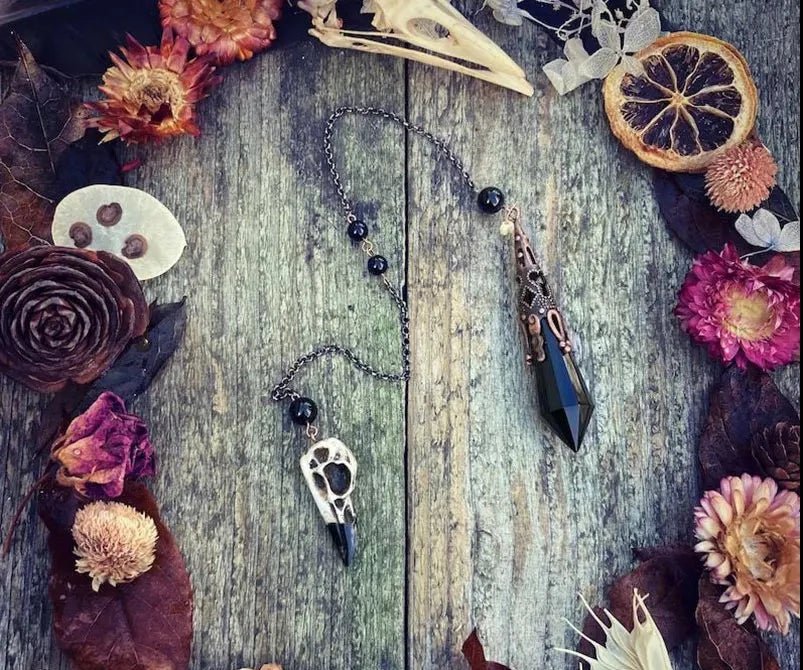 Obsidian Raven Skull Pendulum - Collective Awakening