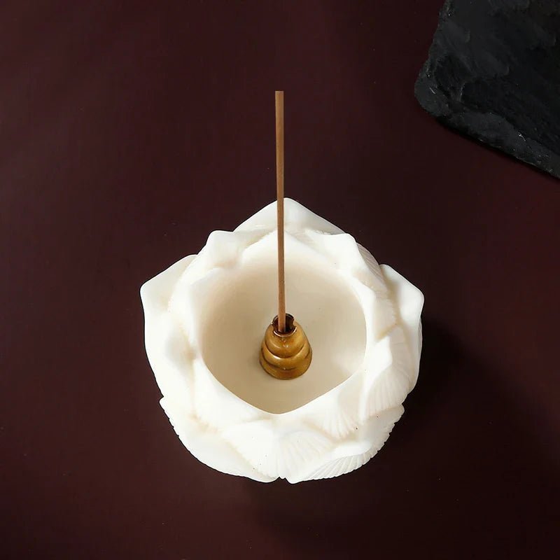 Ceramic Lotus Incense Burner Brass Gourd - shape Incense Holder Incense Stick Holder for Yoga Meditation Spa Home Decor - Collective Awakening