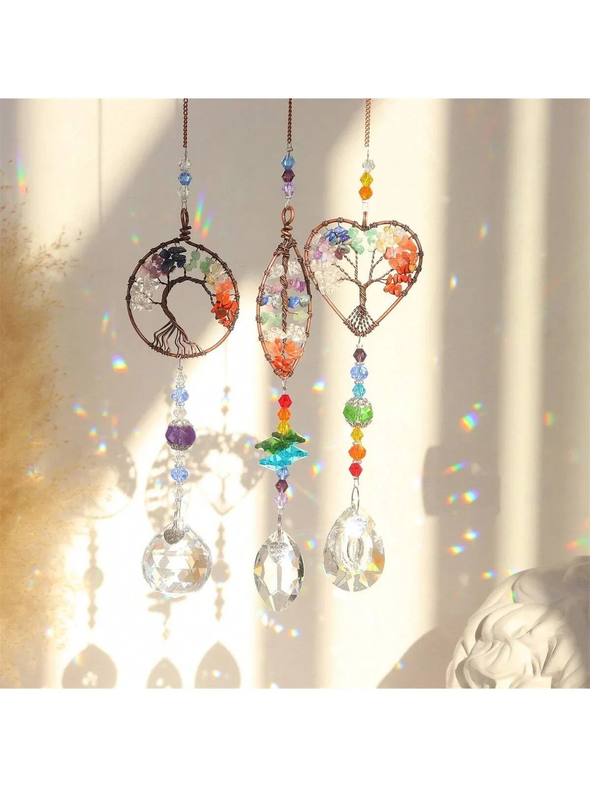 Tree of Life Crystal Suncatchers for Windows Hanging Sun Catchers Decor with Prisms for Home Indoor Outdoor Car Making Rainbows - Collective Awakening