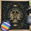 Triple Moon Pentacle and Runic Altar Cloth - Collective Awakening