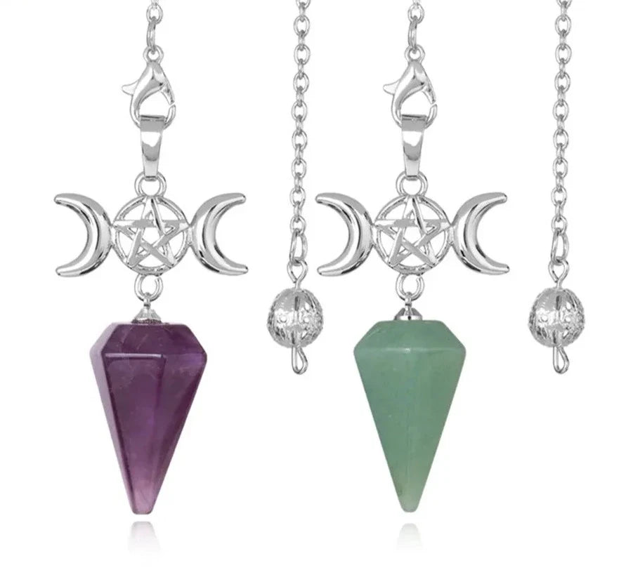 Triple Moon Pentacle Crystal Pendulums - Collective Awakening