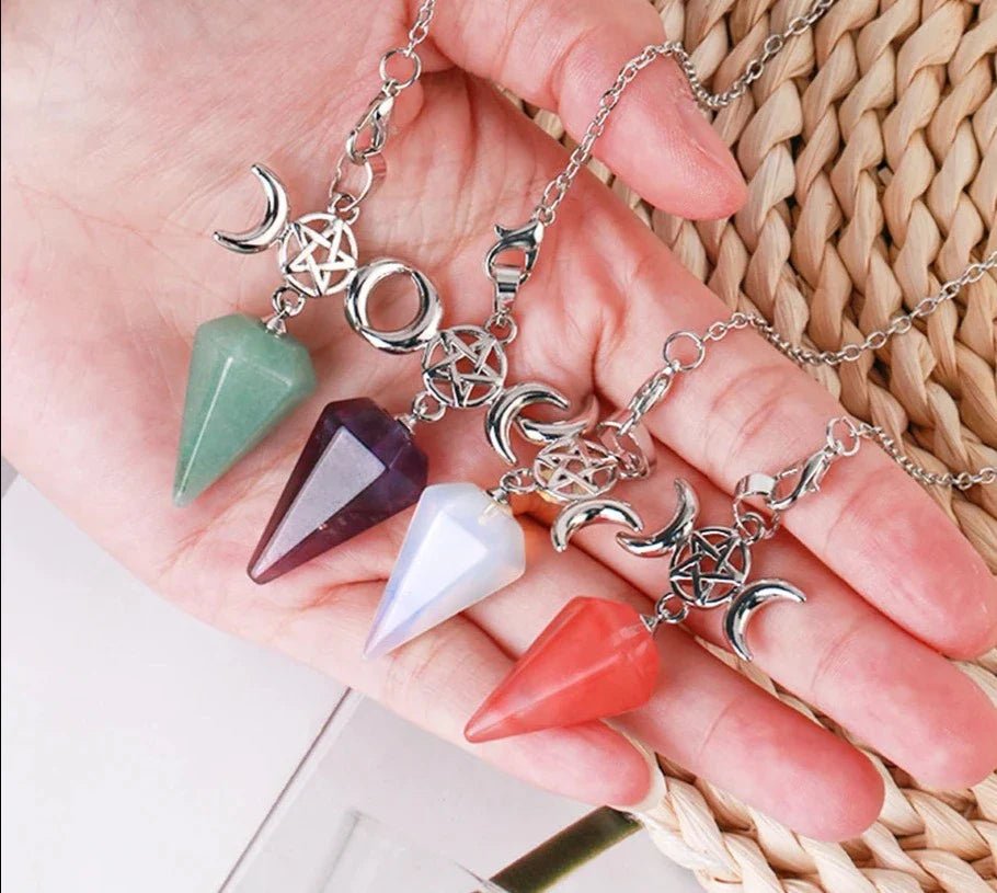 Triple Moon Pentacle Crystal Pendulums - Collective Awakening