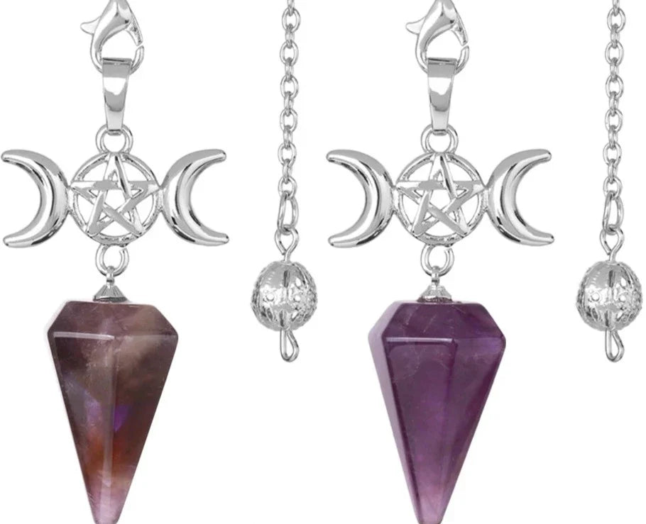 Triple Moon Pentacle Crystal Pendulums - Collective Awakening