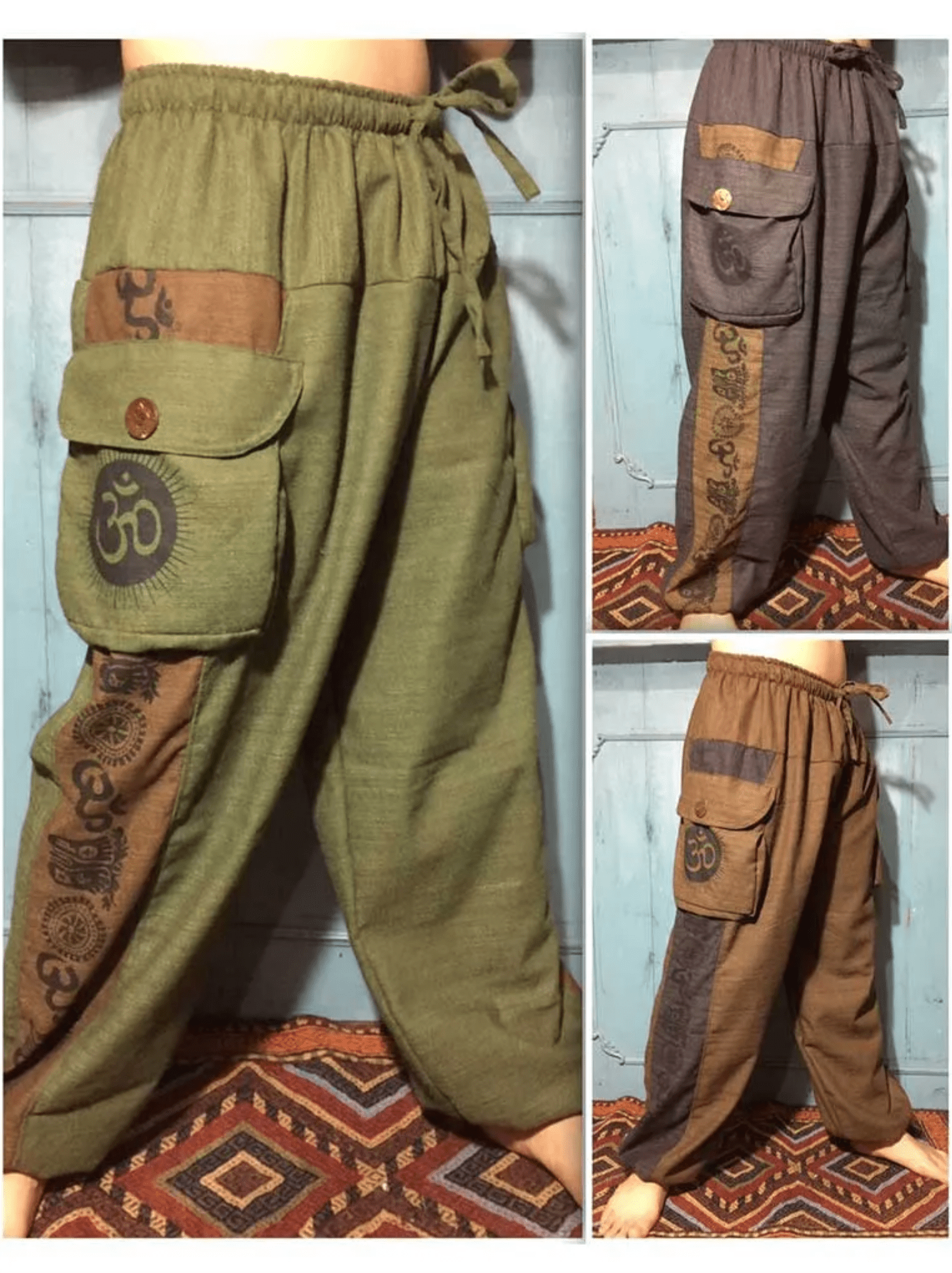 Unisex Cotton Om Cargo Pants - Collective Awakening