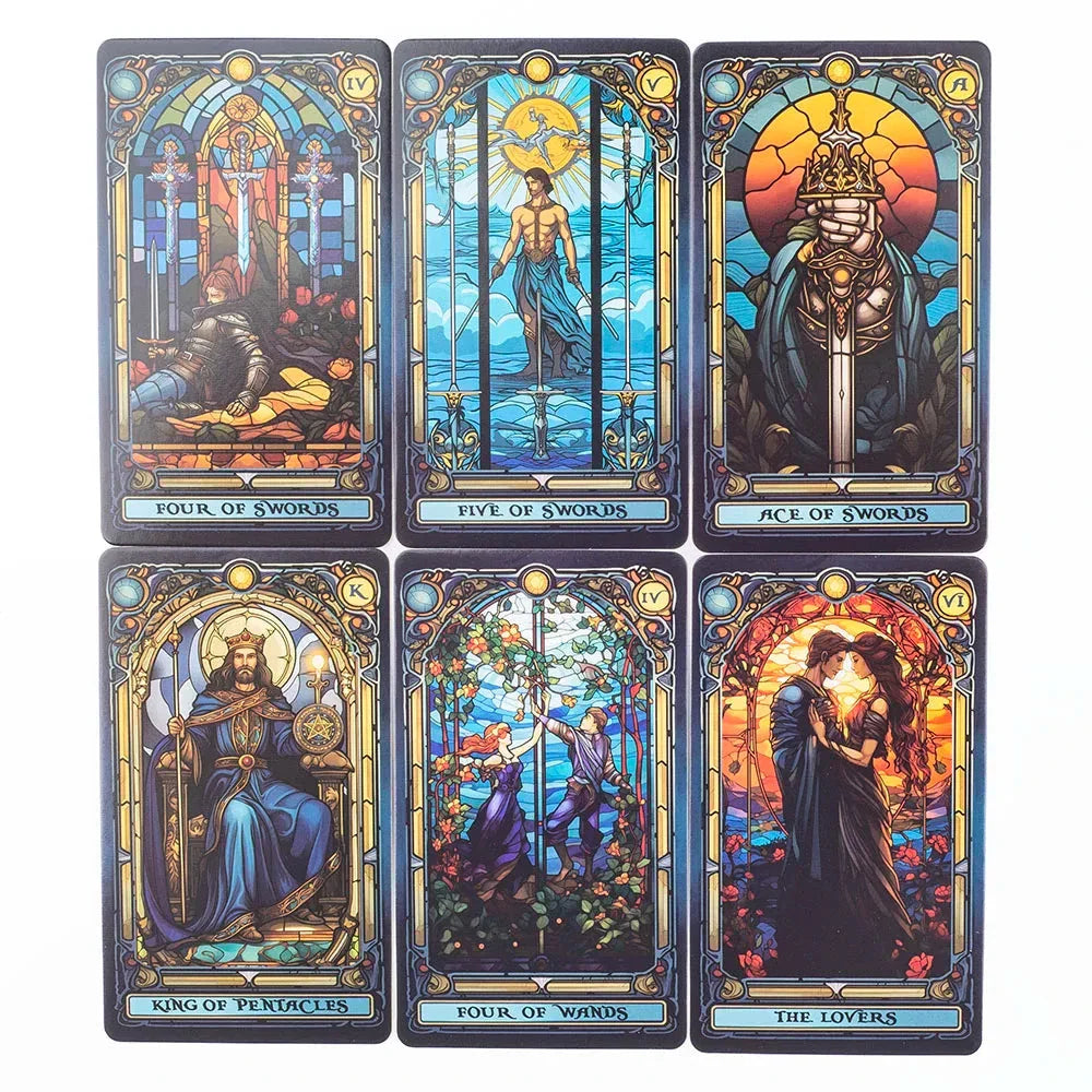 Stained Glass Tarot Card Deck – 78 Cards for Family & Divination