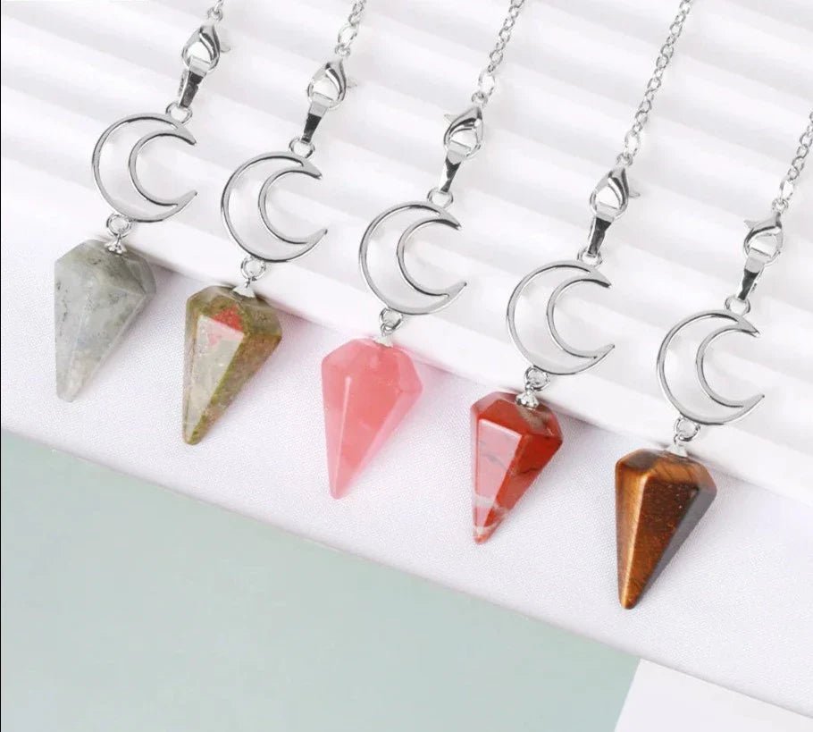Crystal Crescent Moon Pendulums - Collective Awakening