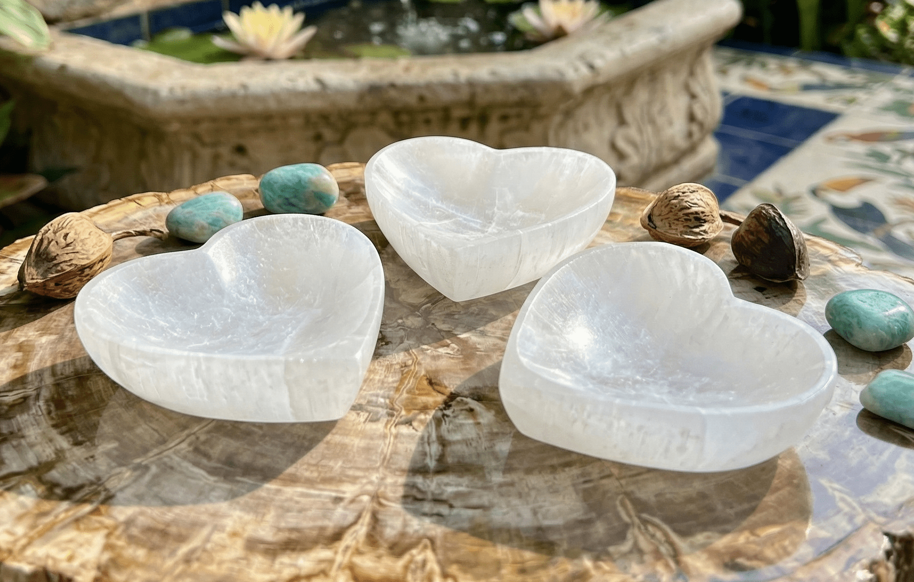 Selenite Satin Spar Crystal Heart Bowl Carving - Collective Awakening