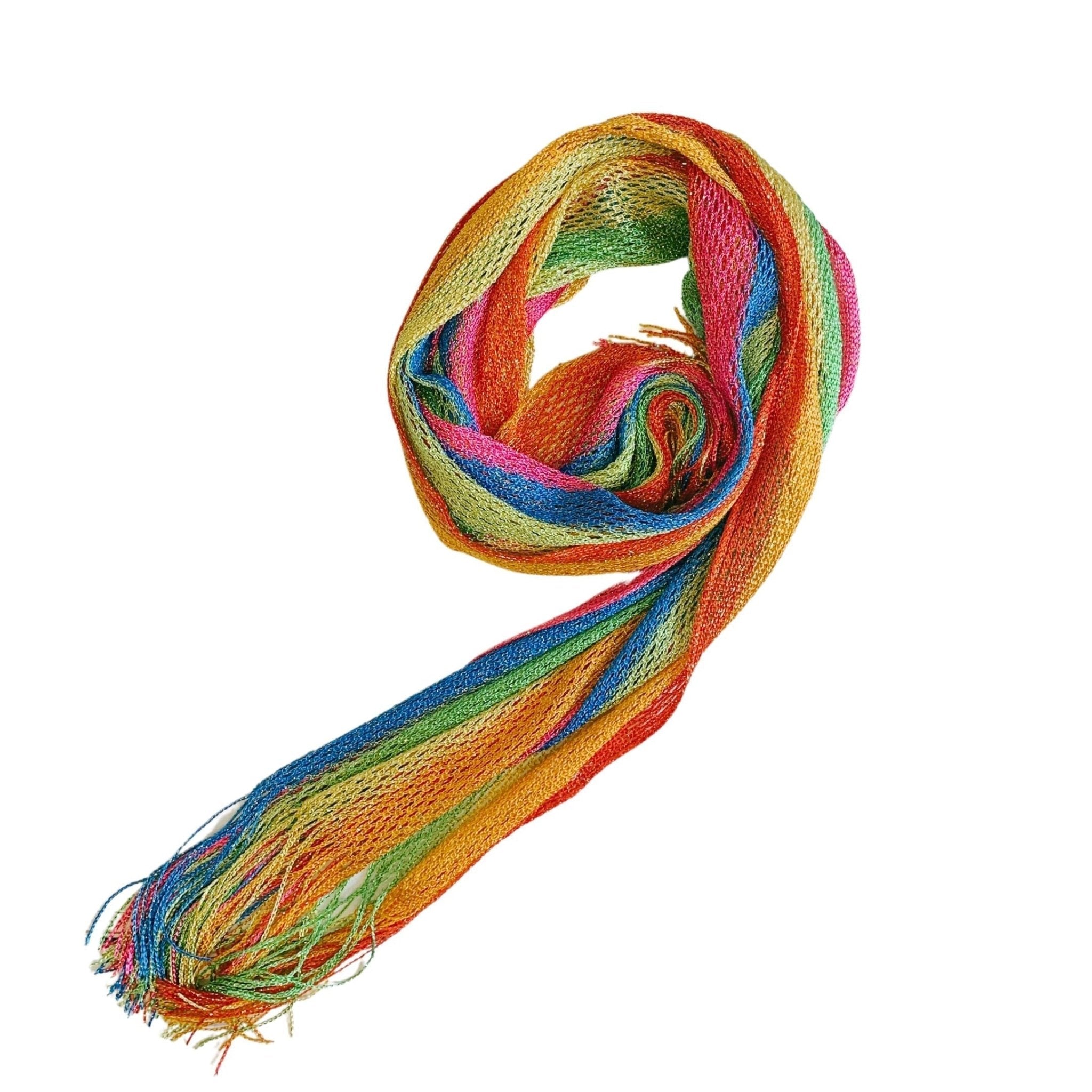 Shimmer Mesh Pride Scarf Wrap in Rainbow Stripe | Unisex Summer Shawl LGBTQ Pride - Collective Awakening