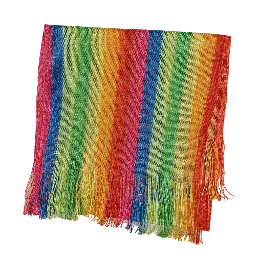 Shimmer Mesh Pride Scarf Wrap in Rainbow Stripe | Unisex Summer Shawl LGBTQ Pride - Collective Awakening