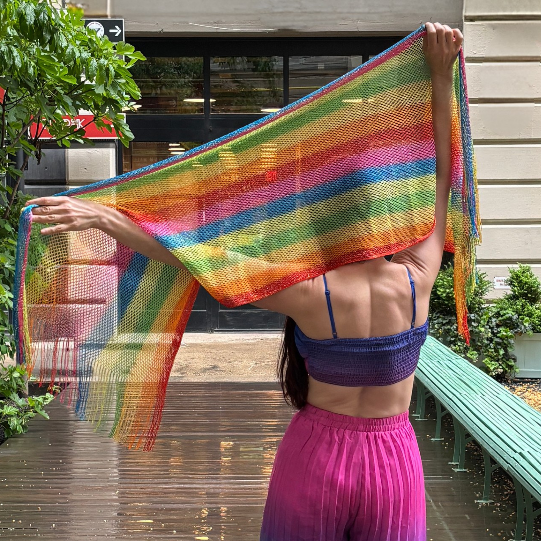 Shimmer Mesh Pride Scarf Wrap in Rainbow Stripe | Unisex Summer Shawl LGBTQ Pride - Collective Awakening