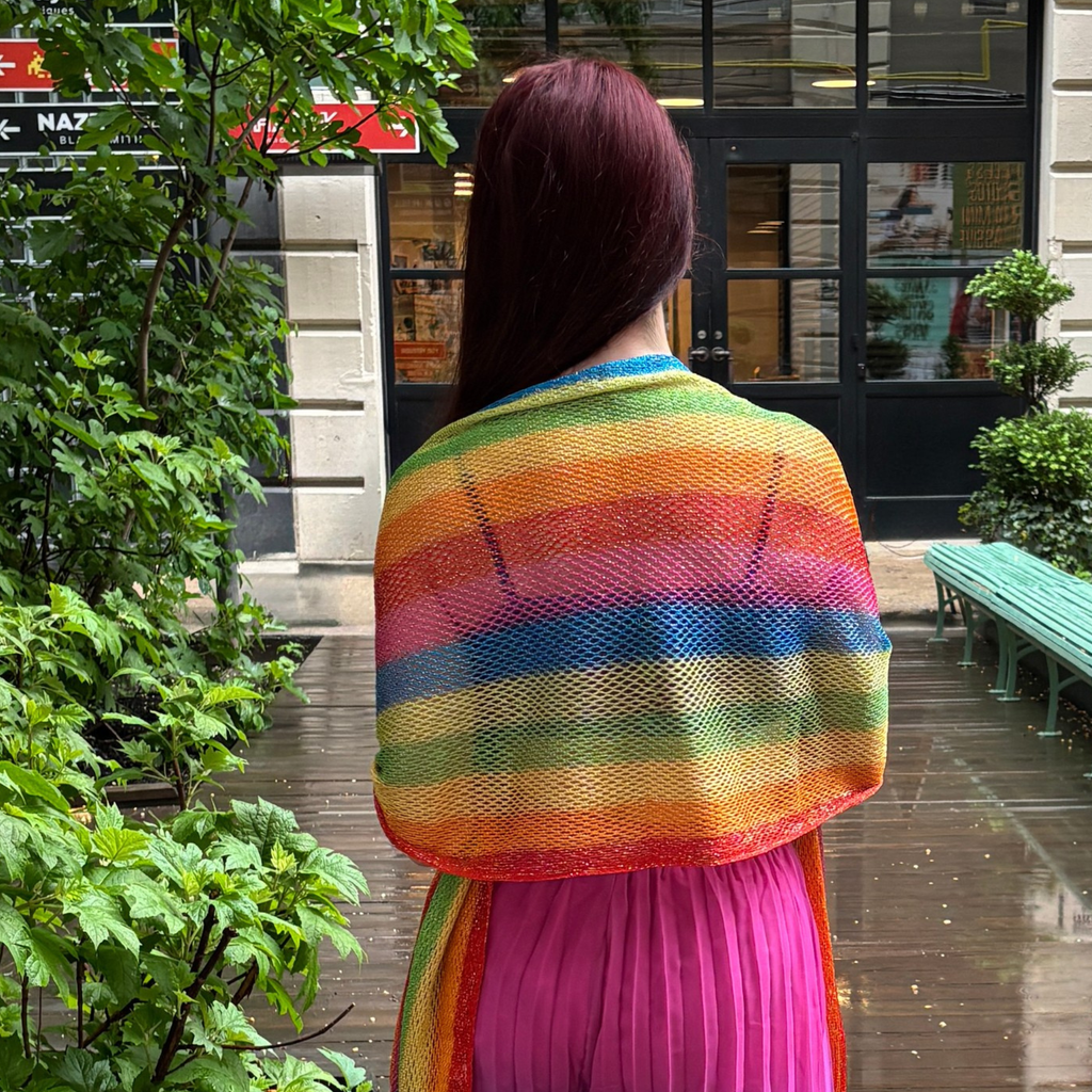 Shimmer Mesh Pride Scarf Wrap in Rainbow Stripe | Unisex Summer Shawl LGBTQ Pride - Collective Awakening
